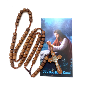 Kalung Rosario Eksklusif Devosi Rosario 77 Bapa Kami Kayu Galih KELOR Original