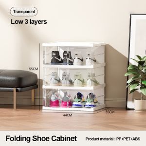 Foldable Shoe Rack Installation-Free Storage Box Transparent Organizer Stackable Cabinet Big Size Dust-Proof