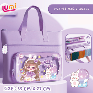 Tas Les Anak Waterproof Cewe Cowo Tote Bag Sekolah Anak Serbaguna SD Korea Imut Aesthetic Stationary Organizer Paper Tas Jinjing