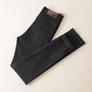 Spring/Summer Pure White Jeans for Mens Korean Fit Elastic Wash Casual Thin Pants