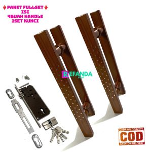 paket fullset untuk pintu depan model daun pintu2 kupu tarung isi 4buah handle dan set kunci pintu utama