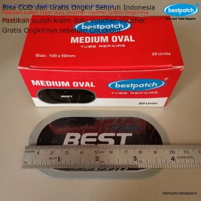 Tip Top Bestpatch Medium Oval 100x50mm Per Box isi 20pcs - Karet Tambal Ban Dalam