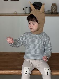 Childrens clothing 2025 Autumn and winter Korean-style childrens clothing winter baby clothes boys thick striped sweatshirt set