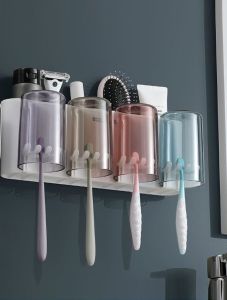 Bộ nhả kem đánh răng tự động ECOCO kệ nhà tắm dán tường kèm cốc đánh răng