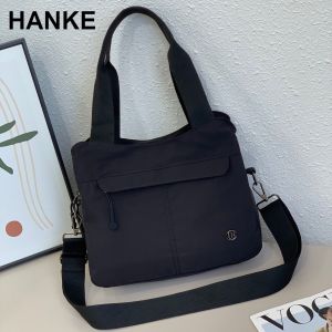 HANKE  Cotton Nylon Tote bag With Shoulder Strap and 3 Zipper Front Pocket For Casual Use