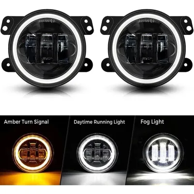 2X 60W Dual สี 4 นิ้ว LED ไฟตัดหมอกไฟตัดหมอกสำหรับ Dodge JEEP 2007 2008 FORD F-150 RANGER Isuzu D-MAX Nissan Navara D40 22 Pathfinder Patrol Toyota Hilux Revo DRL สำหรับรถจักรยานยนต์รถ Angel Eyes
