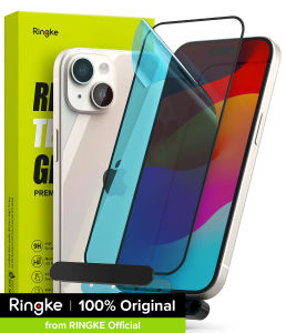 Ringke Full Cover Glass Screen Protector Compatible with iPhone 15 Plus Transparent HD Clear Full Adhesive 9H Hardness Touch Sensitive Tempered Glass Protective Film Cover