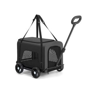 AimayaPet Foldable Pet Wagon 4 Wheels Folding Stroller for Small Dogs Pet Travel Carriage Case
