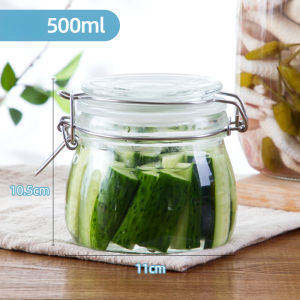 Homenhome โถเก็บสินค้ากระจกซีลโหลแก้วพร้อมฝาปิดแน่นเครื่องซีลโถดองกิมจิที่เก็บอาหารขวดลูกอมน้ำผึ้งกระป๋องผนึกกันลมเข้า