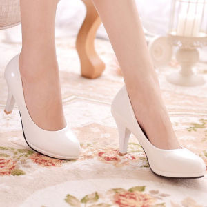 [Free Shipping] Spring And Autumn Professional Stiletto High Heels Patent Leather Shallow Toe Round Toe 8Cm WomenS Shoes Red Work Shoes Wedding Shoes Wholesale