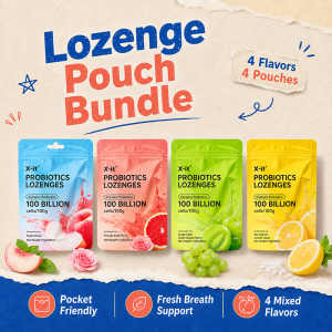X-it Probiotic Lozenges Sugar Mints Free Fresh Breath Oral Care 100 Billion Cells Patented Strains 24H Long Lasting Freshness