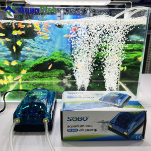 Máy sủi oxy 2 vòi máy sục oxy bể cá Sobo SB-348a (máy sủi khí oxy khỏe bền tặng kèm 2 bộ dây quả sủi)