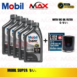 MOBIL SUPER ALL IN ONE PROTECT 5W30 GAS 5 LITERS (1L+1L+1L+1L+1L) + C-039 FULLY SYN 100% ORIGINAL
