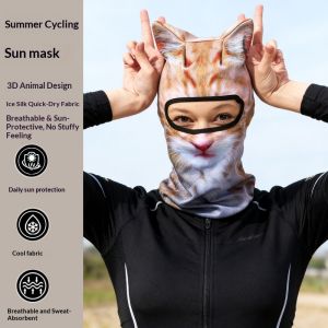 SERENEGLOW 3D Animal Print Face Mask with Sun Protection and Breathable Design for Outdoor Activities