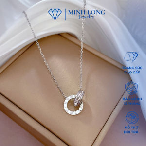 Dây chuyền Titan mạ vàng trắng 24k sang trọng không han rỉ bóng sáng bảo hành 02 năm Vòng Tròn Đôi MLJK226