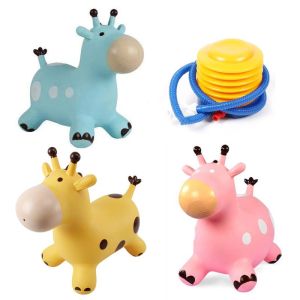 Inpany Bouncy Giraffe Hopper Inflatable Jumping Giraffe Bouncing Animal Toys Rubber Horse Thickened PVC Free Manual Air Pump New Drop Shop