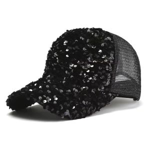 OWNNEW Breathable Shiny Sequin Baseball Cap Mesh Casual Duck Tongue Caps Visors Women Sun Hat Summer