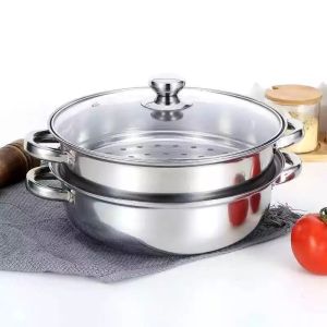 2 layerSteamer 28cm stainless steel soup steamer multi-purpose pot household hot pot gas