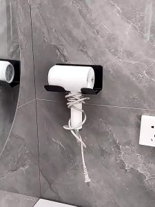 Hair Dryer Holder Wall Mounted Hair Dryer Stand Aluminum No Drill Hairdryer Bracket Bathroom Organizer Rack
