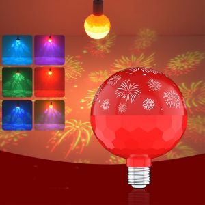 EO4MD Happiness New Year Colorful Light Bulb Good Luck Blessing RGB Atmosphere Light Bulb Chinese Style Color Change Fesitival Projection  Bulb Celebration Party