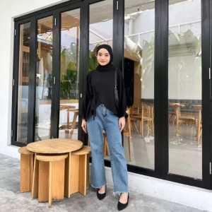 GINA BLOUSE Atasan Wanita Oversize remaja & Dewasa Terbaru Bahan Crinkle Airflow Model Belah Depan Tali Samping