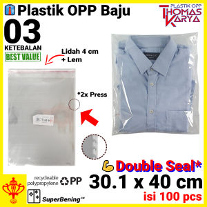 Plastik OPP Baju 25x35 30x35 30x40 35x40 isi 100 Kantong Bening Tebal Bungkus Pakaian Dewasa Jualan