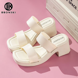 BRONSKI Ladies Korean Style ankle Sandals Elegant block Heels 2.5"Versatile and non slip