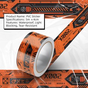 LUSIT Waterproof PVC Sticker Tape Scratch Resistant Opaque Backing PVC Sticker Cute Pattern Printed Surface Decorative Tape for Fish Tanks Scrapbooking Journaling