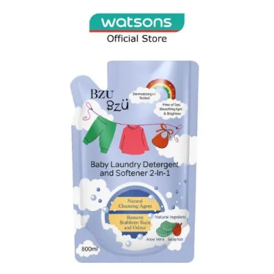 BZU BZU 2 In 1 Baby Laundry Detergent And Softener Natural Cleansing Agent Refill (Remove Stubborn Stain & Odour) 800Ml