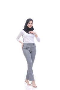 Bisa COD - TERLARIS - Celana Formal kerja Kantor Kasual Polos Wanita Terbaru Warna abu muda Model CutBray By.DANNIS NEW