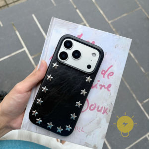 For iPhone 17 Pro Max Case TPU Silver Black 3D PU Phone Case For 16 15 14 13 Cover Aesthetic Korean Cute