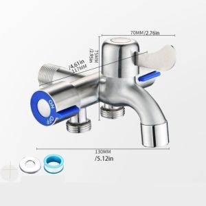 One in Three Out Stainless Steel Faucet with Tape with Washing Machine Outlet Angle Valve Faucet Premium Easy Installation Three Way Water Tap Outdoor Bathroom