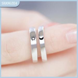 【SHANGZE4】 Fashion Opening Adjustable Sun Moon Couple Rings For Wedding Anniversary Gift