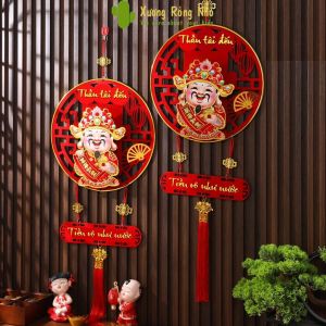 Dải treo thần tài lắc đầu gọi tài lộc đồ trang trí tết thần tài treo cửa may mắn tết 2025 tặng kèm móc treo