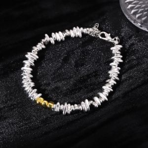 CHARMST Silver Gold Color Anti-static Bracelet Adjustable Irregular Geometric Beads Bracelet Fashion Punk Hematite Electroplated Bracelet Women/Men