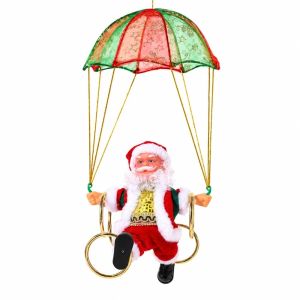 XIJIBAN Hài hước Búp bê ông già Noel biết nhảy múa bằng điện. Treo Chúc mừng Giáng sinh. Ông già Noel có nhạc và chạy bằng điện. dây chuyền ông già Noel dù Đồ trang trí Giáng sinh