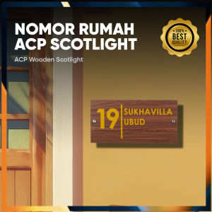 Nomor Rumah Wooden Bahan ACP Huruf Sticker Scotlite 15 x 30cm Model 01 Hiasan Dinding