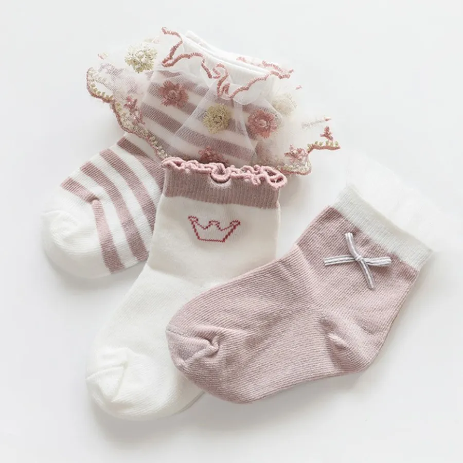 5 Pairs/Lot Kids Soft Cotton Socks Korean Love Heart Flower Print Baby Girl  Socks Autumn Winter Warm Children Middle Tube Socks - AliExpress