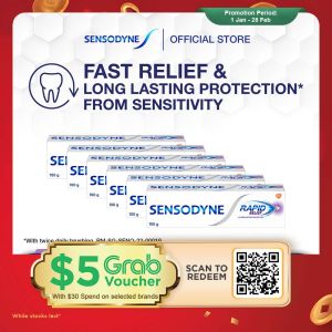 [6 Pack] SENSODYNE Toothpaste Rapid Relief Fast Sensitivity Relief in 60s and Lasting Protection 100g