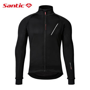 Santic Men Cycling Jacket Autumn Winter Fleece Thermal Windproof Long Sleeve Bike Bicycle Jersey Coat