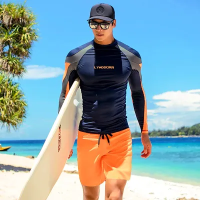 Sailbee nam chống nắng tia cực tím tay áo dài chống mẩn ngứa Wetsuit Áo Tắm hàng đầu áo quần lặn Nam chia quần dài tay chống nắng M099