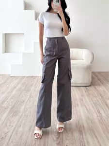 ZAYIDA - Rora Cargo Pants - Celana Cargo Wanita Katun Twill Stretch Highwaist Loose Korean Jumbo