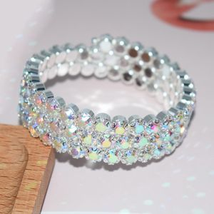 MIRELINA Fashion Bridal Jewelry Crystal Rhinestones Five Rows Bangles Hand Wrist Bracel Wedding Bangles Crystal Bracelets