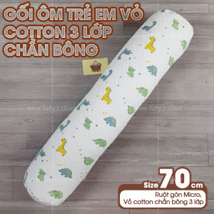 [HỎA TỐC] Gối ôm cho bé 70cm vỏ áo cotton 2 lớp chần bông mềm cao cấp ruột gòn họa tiết hoạt hình trẻ em Urombaby