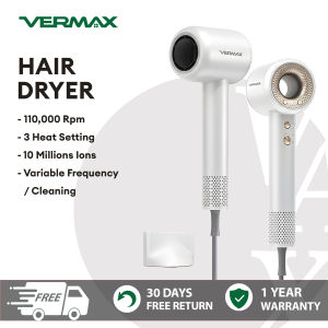 Vermax High-Speed Hair Dryer 110000 RPM Blower 1900W Negative Ions Low-Noise & Fast Dry Strong Air