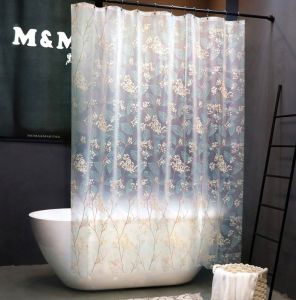 EVA Shower curtain set with pole -No punching/waterproof and mildewproof/non-stick to body