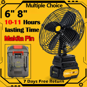 KEELAT Makita Pin 6/8 inch Portable Fan High Power Outdoor Desktop Cooling Fans Adjustable Cordless Fan for Lithium Battery