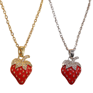 Simple Necklace Fashionable Pendant Necklace Strawberry Shape Neck Perfect for Youthful Couple or Close Friend