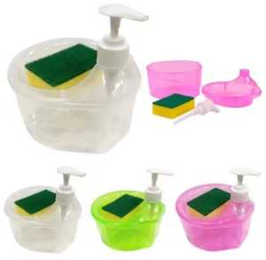 HARGA PROMO!!! Dispenser Sabun Cuci Piring /Tempat Sabun Cuci Piring /Tempat Sabun Cair Cuci Piring Bentuk Bulat Soap Pump Dispenser 2in1 +Sponge Wadah sabun /Dispenser Sabun Cuci Piring Mangkok Super Murah