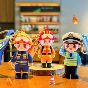 QIWANBA19 Fashion Fireman Keychain Cute Delicate Car Key Chain Durable Creative Police Doll Pendant Key Ring Student
